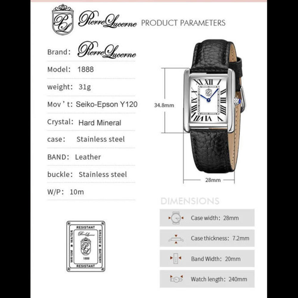 Pierre Lucerne Colours Emerald 1888 Mens Tank Watch - Picture 13 of 14